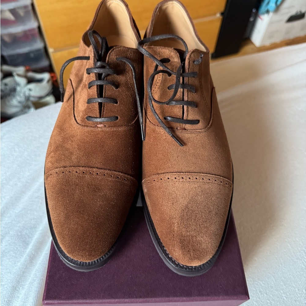 John Lobb Parisian Brown Oxford Shoes Cap Toe Design 10uk/11US